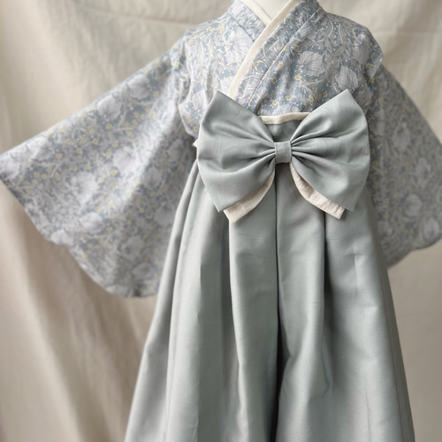 キッズ袴 ウィリアムモリス✖️袴 ブルーグレー 子供服 kanakota 通販
