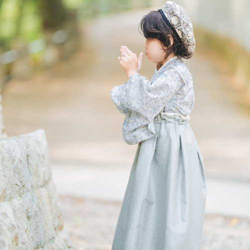 キッズ袴 ウィリアムモリス✖️袴 ブルーグレー 子供服 kanakota 通販