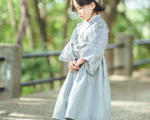 キッズ袴 ウィリアムモリス✖️袴 ブルーグレー 子供服 kanakota 通販
