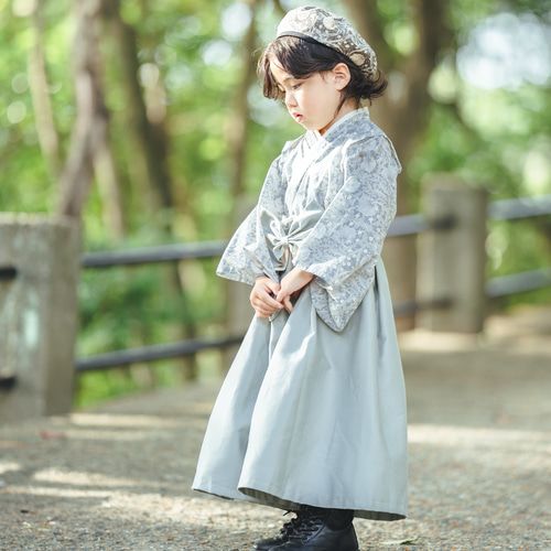 キッズ袴 ウィリアムモリス✖️袴 ブルーグレー 子供服 kanakota 通販