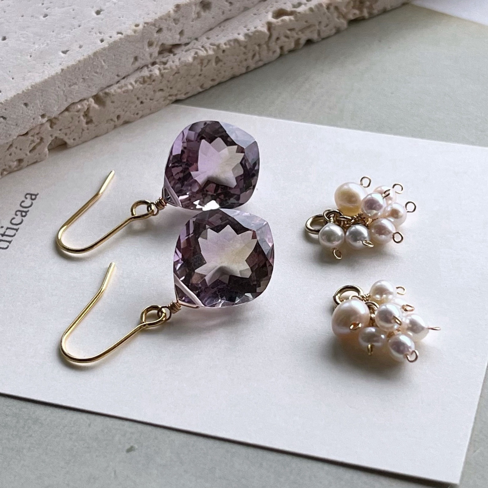 最高品質アメトリン✳︎大粒【ピアス・イヤリング】＆ 淡水パール【チャーム】