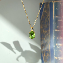 14kgf 天然石ペリドットのひと粒ネックレス 8月誕生石 18kGP 7枚目の画像