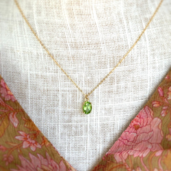 14kgf 天然石ペリドットのひと粒ネックレス 8月誕生石 18kGP 8枚目の画像