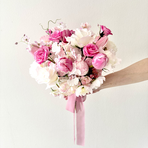 完成品】チューリップブーケ（ブートニア付き）アーティフィシャル