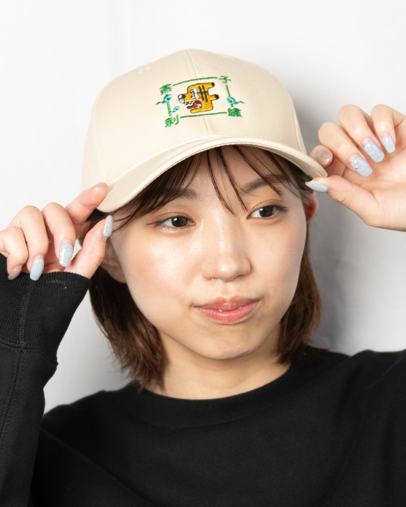 倒福と虎 キャップ 帽子 選べるサイズ M/L 刺繍 文字カスタム可能
