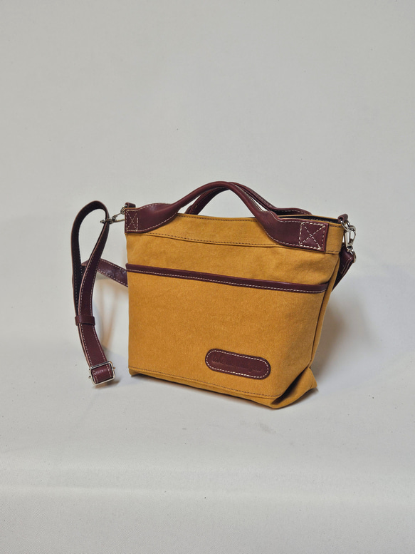 新色日本製　どこのお店でも出逢えない❗ゼスフィーノオリジナル　帆布×姫路レザーのショルダーバック 4枚目の画像