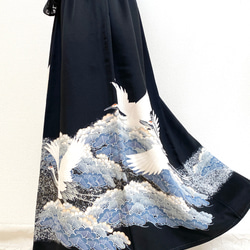 大人可愛いセレブ着物スカートフリーサイズ1点物黒留袖着物リメイクウエストゴムロングスカートフリーサイズ送料込み5720 5枚目の画像