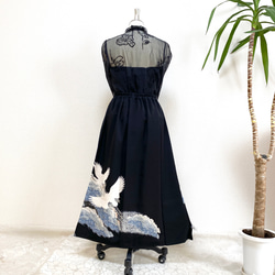 大人可愛いセレブ着物スカートフリーサイズ1点物黒留袖着物リメイクウエストゴムロングスカートフリーサイズ送料込み5720 6枚目の画像