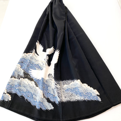 大人可愛いセレブ着物スカートフリーサイズ1点物黒留袖着物リメイクウエストゴムロングスカートフリーサイズ送料込み5720 8枚目の画像