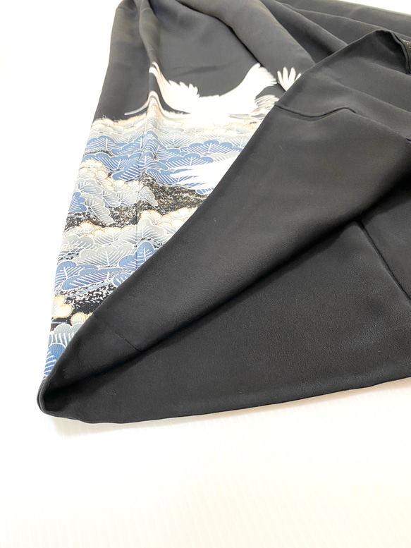 大人可愛いセレブ着物スカートフリーサイズ1点物黒留袖着物リメイクウエストゴムロングスカートフリーサイズ送料込み5720 11枚目の画像