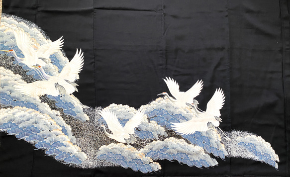 大人可愛いセレブ着物スカートフリーサイズ1点物黒留袖着物リメイクウエストゴムロングスカートフリーサイズ送料込み5720 13枚目の画像