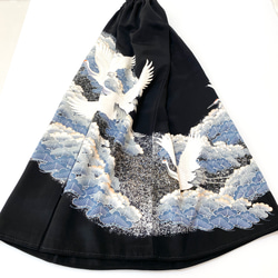 大人可愛いセレブ着物スカートフリーサイズ1点物黒留袖着物リメイクウエストゴムロングスカートフリーサイズ送料込み5720 7枚目の画像