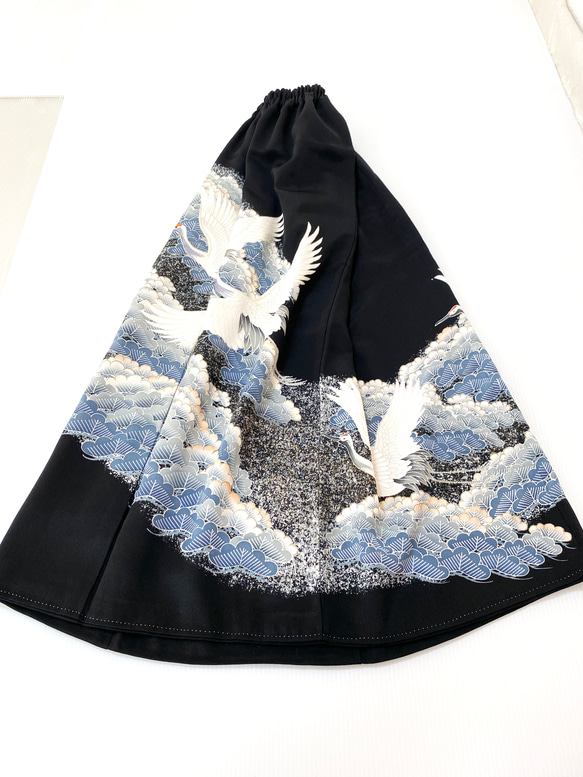 大人可愛いセレブ着物スカートフリーサイズ1点物黒留袖着物リメイクウエストゴムロングスカートフリーサイズ送料込み5720 7枚目の画像