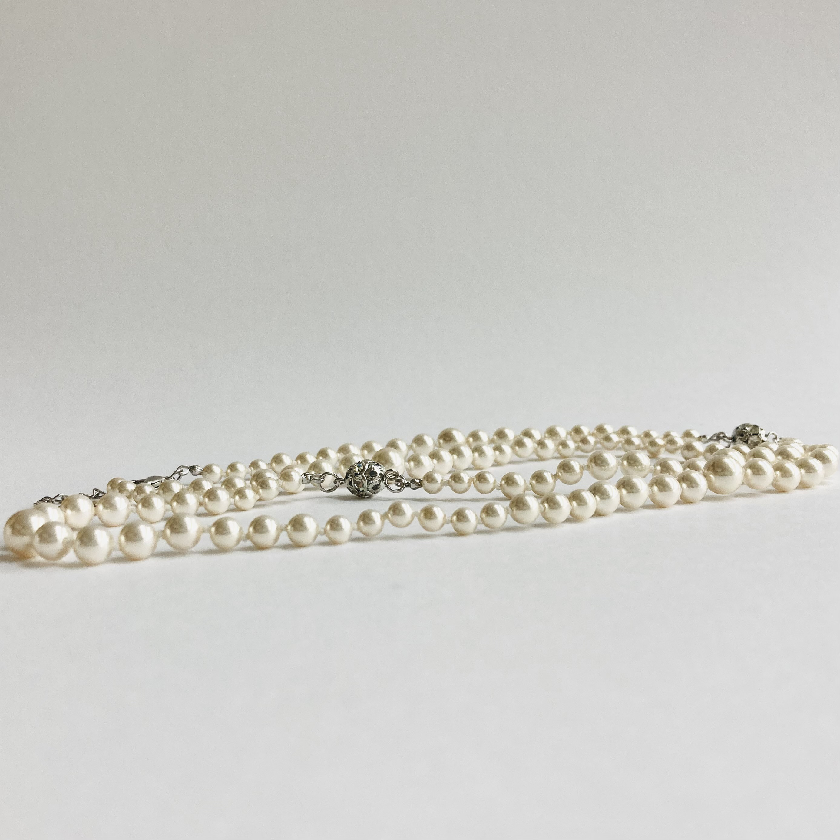 貝パールグラデーションオールノットオペラネックレス/約5x8mm約80cm/ホワイトベージュ/日本製