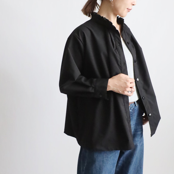 ⁑秋の新作　上品フォーマルにもなる上下セットアップ　フリル 　スタンドカラー スカート K33 12枚目の画像