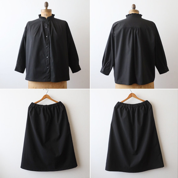 ⁑秋の新作　上品フォーマルにもなる上下セットアップ　フリル 　スタンドカラー スカート K33 13枚目の画像