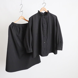 ⁑秋の新作　上品フォーマルにもなる上下セットアップ　フリル 　スタンドカラー スカート K33 15枚目の画像