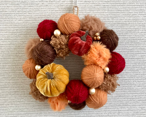 販売済】毛糸玉リース ☆イエロー 販売済】毛糸玉リース ☆イエロー