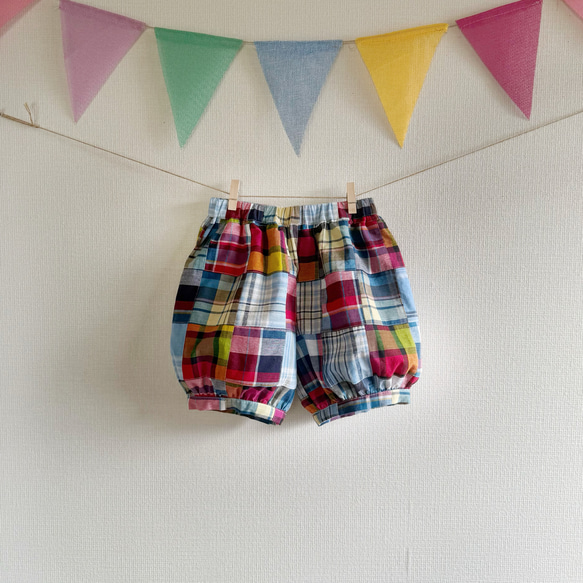 カラフルパッチワーク♪インド綿のかぼちゃパンツ 1枚目の画像