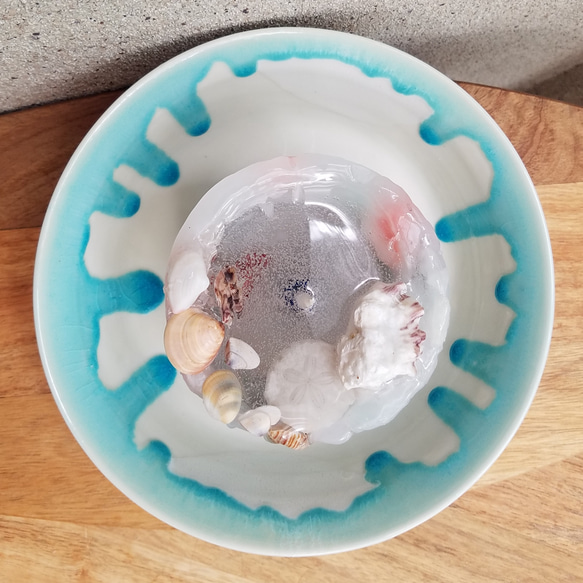 貝殻キャンドル【プライベートビーチ】陶製キャンドルトレイ ジェルワックス パラフィン★送料無料★ 3枚目の画像
