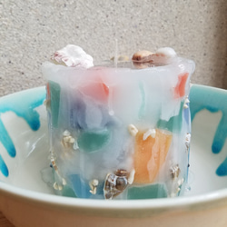 貝殻キャンドル【プライベートビーチ】陶製キャンドルトレイ ジェルワックス パラフィン★送料無料★ 2枚目の画像