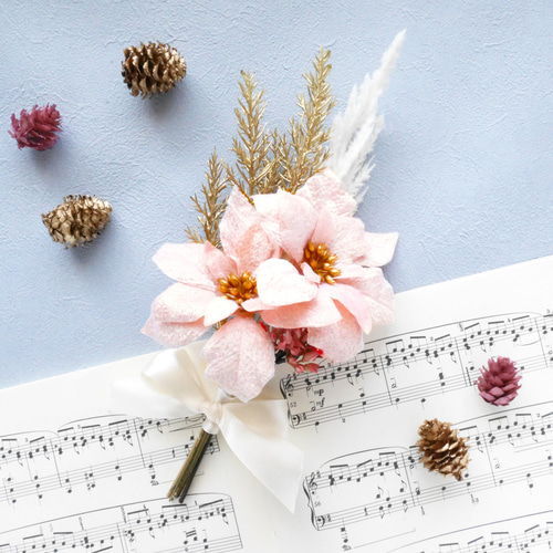 ポインセチアのクリスマスミニブーケ2点セット❆ホリデーボックス2025