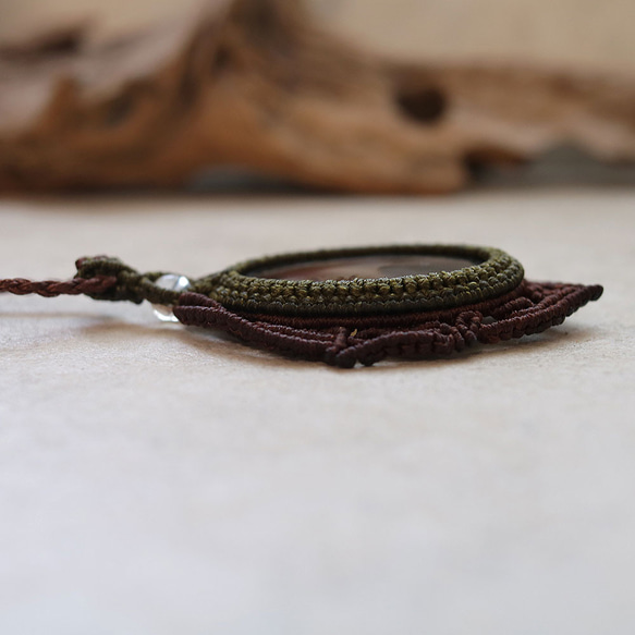 モンタナアゲート天然石マクラメネックレスmac437エスニックアジアンエキゾチック金属フリーのアクセサリー 8枚目の画像