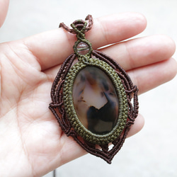 モンタナアゲート天然石マクラメネックレスmac437エスニックアジアンエキゾチック金属フリーのアクセサリー 12枚目の画像