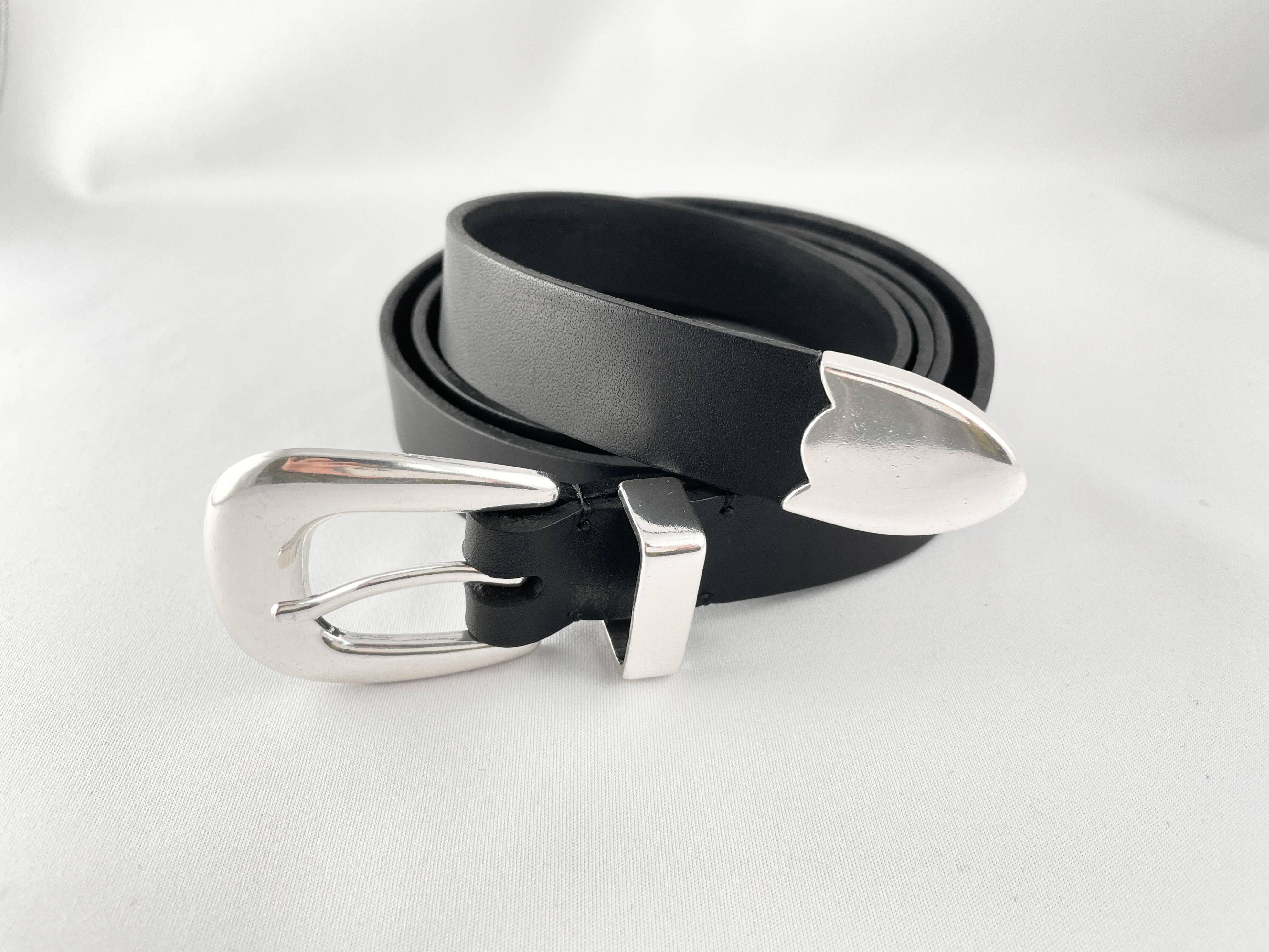 【ruru】ナローロングウエスタンベルト　2.5cm　ブラック　セミオーダー