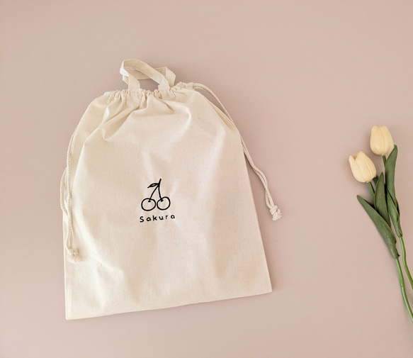 【送料無料】名入れ 刺繍 選べるデザイン 巾着バッグ　A4 お着換え袋　体操着入れ　巾着袋　入園入学　 15枚目の画像