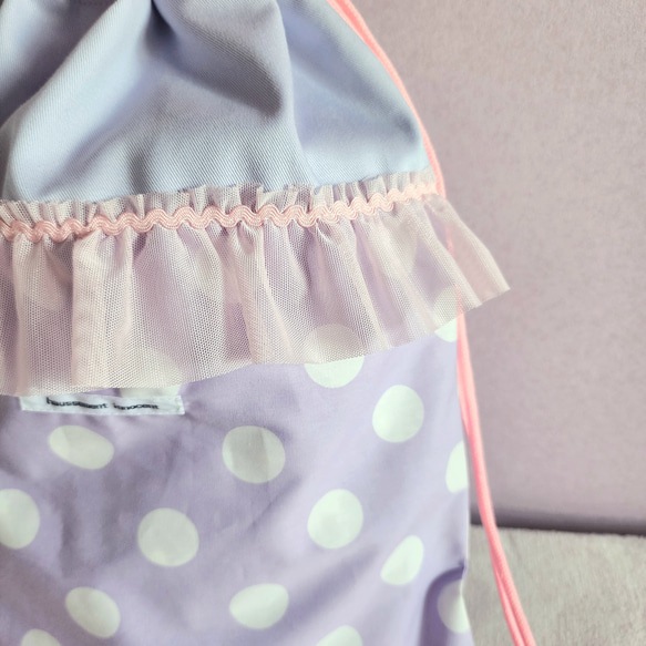 【3件套裝】● 課包● 鞋盒● 背包【尺寸可調】紫色 x 粉紅色荷葉邊 第12張的照片