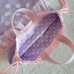 【3件套裝】● 課包● 鞋盒● 背包【尺寸可調】紫色 x 粉紅色荷葉邊 第14張的照片