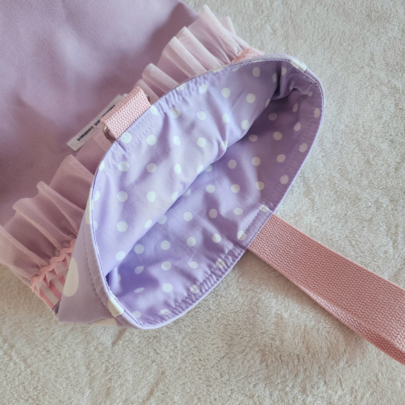 【3件套裝】● 課包● 鞋盒● 背包【尺寸可調】紫色 x 粉紅色荷葉邊 第8張的照片