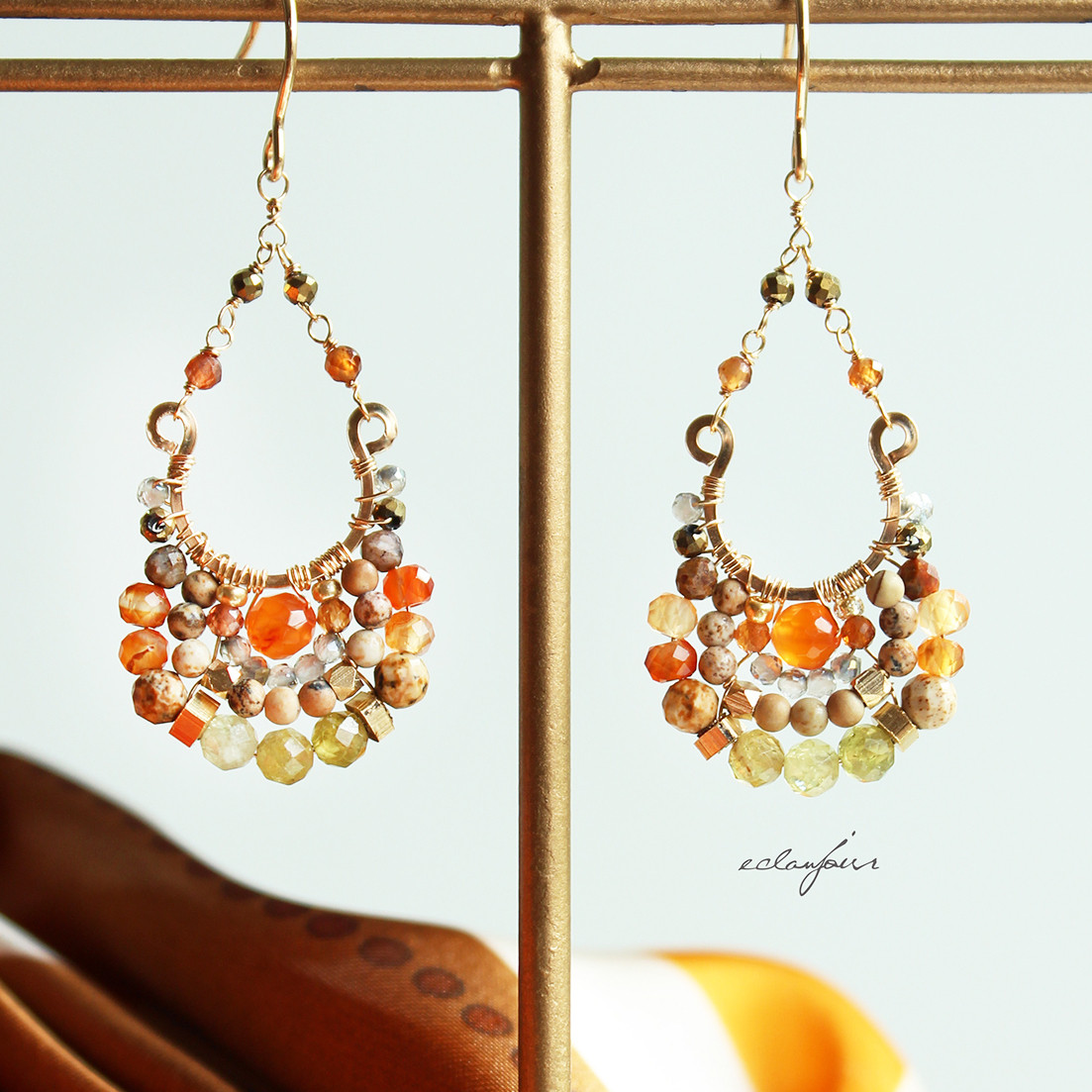 14kgf／タンジェリンカラーのピアス＆イヤリング【eclanjour】