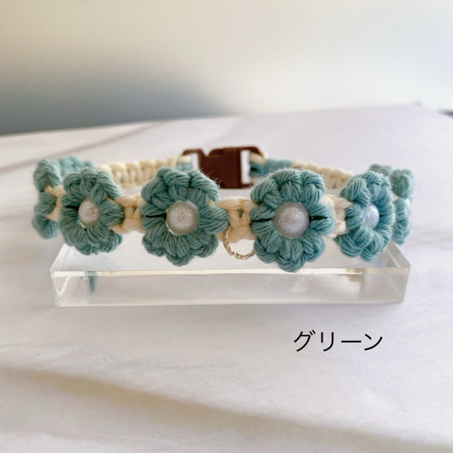 マクラメ編み お花の首輪 ペット用チョーカー 犬用チョーカー 猫用