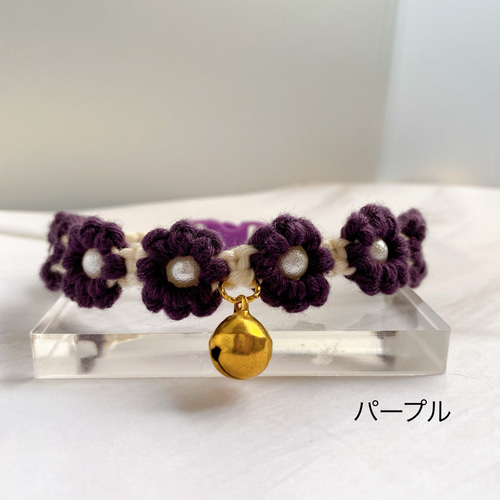 マクラメ編み お花の首輪 ペット用チョーカー 犬用チョーカー 猫用