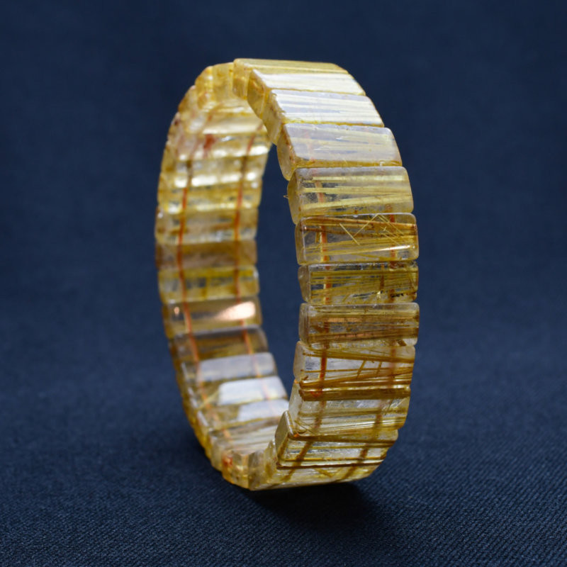 美しく並んだ金針の輝きが神秘的☆【ルチルクォーツバングル】約18～19mm　一点物　【GHB40・50g】京海堂
