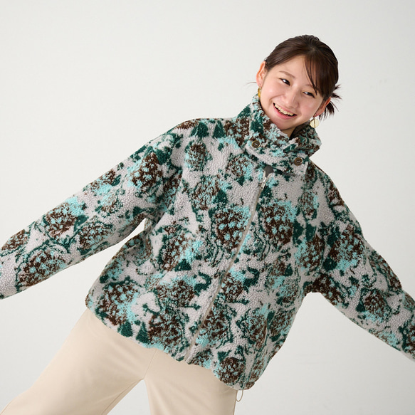 Morinogakko 高領蟒蛇夾克（花卉蟒蛇印花）|毫克-bj01-ha 第6張的照片