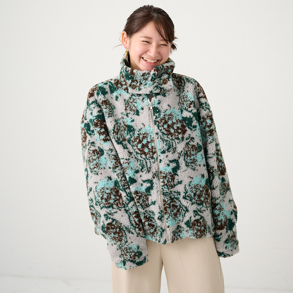 Morinogakko 高領蟒蛇夾克（花卉蟒蛇印花）|毫克-bj01-ha 第15張的照片