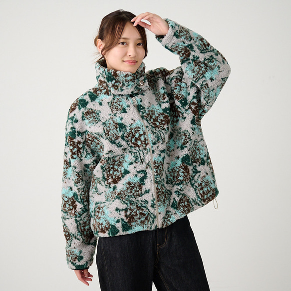 Morinogakko 高領蟒蛇夾克（花卉蟒蛇印花）|毫克-bj01-ha 第2張的照片