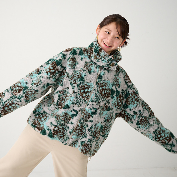 Morinogakko 高領蟒蛇夾克（花卉蟒蛇印花）|毫克-bj01-ha 第16張的照片