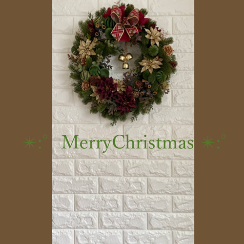 クリスマスローズとポインセチアのリース45cm【FD095】 リース