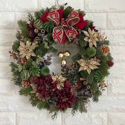 クリスマスローズとポインセチアのリース45cm【FD095】 リース
