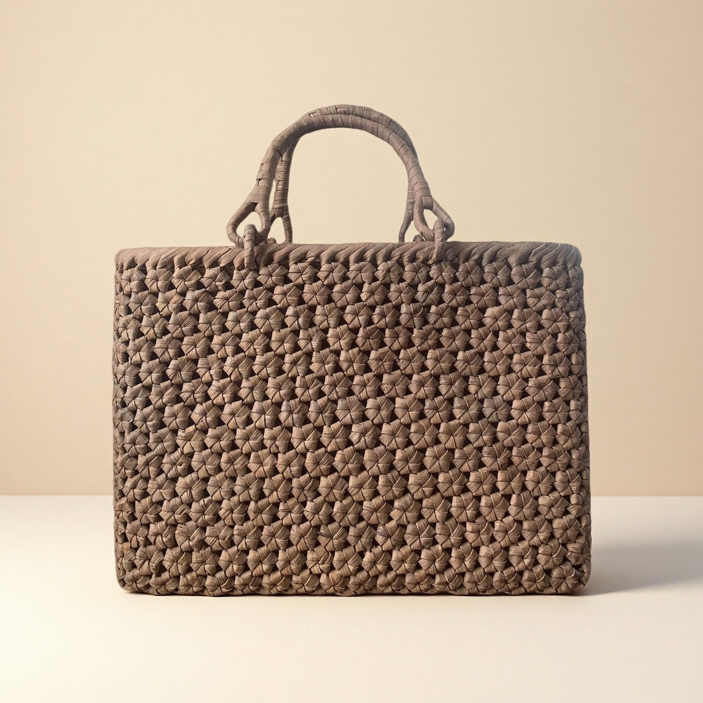 国産山葡萄 山葡萄かごバッグ 手作り 籠バッグ 花編み 内布あり (約)幅34×本体高さ24×マチ10cm