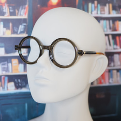 【在庫限り販売終了】まんまるレトロなフレーム ｜グレー×デミ 2枚目の画像