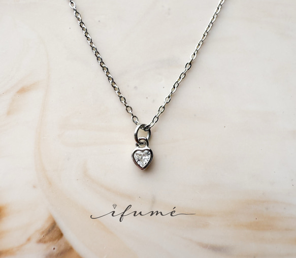 【ifumé】送料無料！極小ひと粒ハートのネックレス サージカルステンレス SV925 6枚目の画像