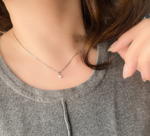 【ifumé】送料無料！極小ひと粒ハートのネックレス サージカルステンレス SV925 7枚目の画像
