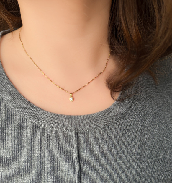 【ifumé】送料無料！極小ひと粒ハートのネックレス サージカルステンレス SV925 4枚目の画像