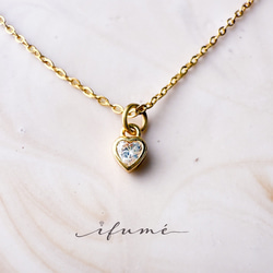 【ifumé】送料無料！極小ひと粒ハートのネックレス サージカルステンレス SV925 1枚目の画像