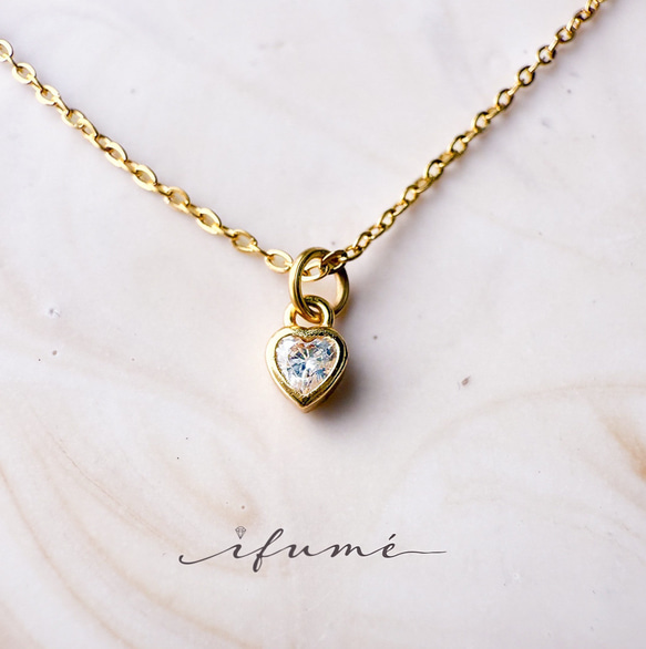 【ifumé】送料無料！極小ひと粒ハートのネックレス サージカルステンレス SV925 1枚目の画像